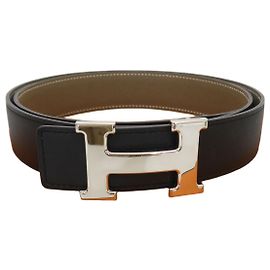 Hermès Wendbarer Ledergürtel Black Matte Gold
