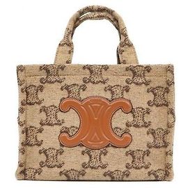 Céline Camel Triope Textile Tais Cabas Small