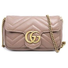 Gucci Borsa a tracolla con catena matelassé chevron nude