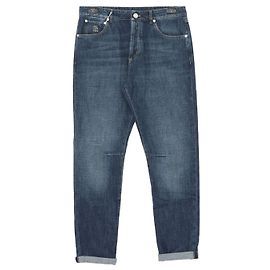 Brunello Cucinelli Pantalon en denim coupe décontractée avec logo brodé sur la poche