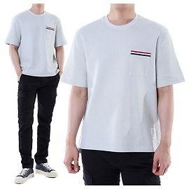 Thom Browne Stripe Pocket Linen Cotton Round T-Shirt