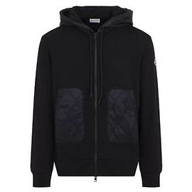 Moncler Zip-Up Hoodie aus Baumwollmischung mit Rautensteppung