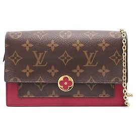Louis Vuitton Borsa a tracolla portafoglio con catena in pelle Monogram Flower