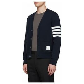 Thom Browne Loopback Bar Embroidered Cardigan