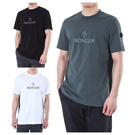 Moncler Rundhals T-Shirt mit reflektierendem Logo und Seitenstreifen