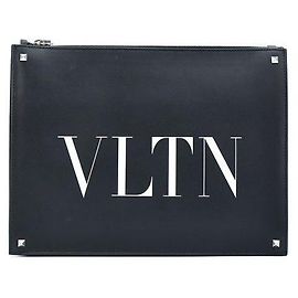 Valentino Clutch VLTN Rockstud Strap in pelle di vitello nera