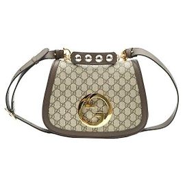 Gucci Blondie Top Handle GG Supreme Canvas Leder Braun