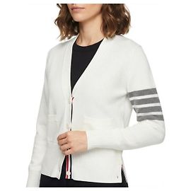 Thom Browne V-Ausschnitt Cardigan aus Milano-Strick aus Wolle