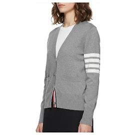 Thom Browne Merinowolle-Cardigan mit Streben, Relaxed Fit