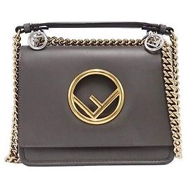Fendi Picca borsa a tracolla KAN in vitello grigio scuro
