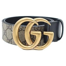 Gucci Breiter GG Supreme Ledergürtel für Damen mit Doppel schnalle