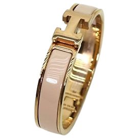 Hermès Bracciale Click PM donna in oro rosa e smalto Marron Glacé