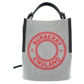 Burberry Borsa a secchiello Peggy Small in tela di cotone con logo