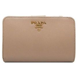 Prada Saffiano Ledergeldbörse mit Logo in Beige