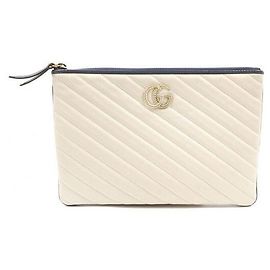 Gucci Clutch GG Marmont in pelle matelassé bianca