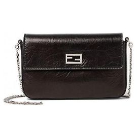 Fendi Cartera de cadena tubo de cuero craquelado
