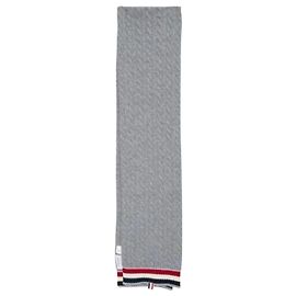 Thom Browne Sciarpa in lana a coste intrecciate a righe RWB