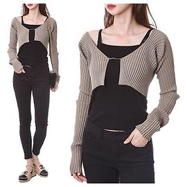 Jacquemus Kurzes Rippstrick-Cardigan mit Mikro-Gold-Logo