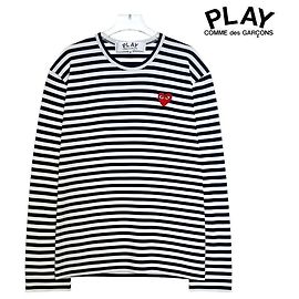 Comme Des Garcons T-shirt a maniche lunghe Play Heart Stripe Nero