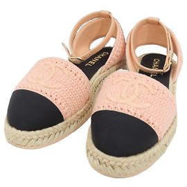 Chanel Espadrillas in Tweed Rosa con Logo Taglia