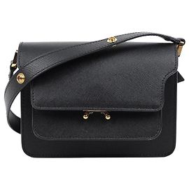 Marni Trunk Mini Schultertasche aus Saffiano-Leder Schwarz