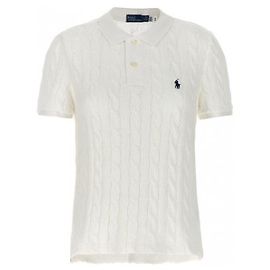 Ralph Lauren Baumwoll-T-Shirt mit Zopfstrick und Polokragen