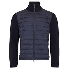 Moncler Cardigã de lã acolchoado com fecho Navy
