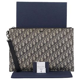 Dior Oblique Pouch Beige Black