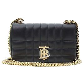 Burberry Black Quilted Lambskin Mini Rola Gold Chain Crossbody Bag