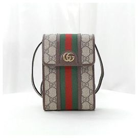 Gucci Mini Borsa a Tracolla Ophidia GG Supreme Canvas Pelle Brown