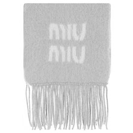 Miu Miu Logo Mohair Schal Grau
