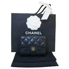 Chanel Small Flap Classic Wallet Caviar Black Gold