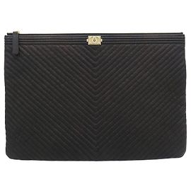Chanel Serie di pochette Large Clutch Boy Chevron Caviar Gold