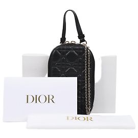 Dior Porte-téléphone en agneau Cannage noir