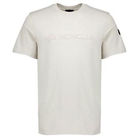 Moncler Logo Baumwoll-T-Shirt Weiß Elfenbein