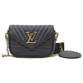 Louis Vuitton Multi Pochette Crossbody New Wave em couro de bezerro preto e gold vintage