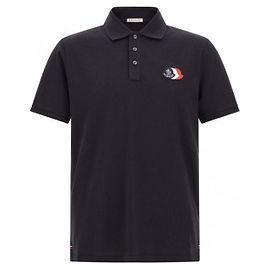 Moncler T-shirt Polo em Piqué de Algodão com Patch de Logótipo