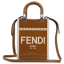 Fendi Mini Sunshine in vitello marrone con hardware dorato
