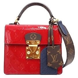 Louis Vuitton mala Spring Street Top Handle em couro envernizado Scarlett Red com ferragens douradas