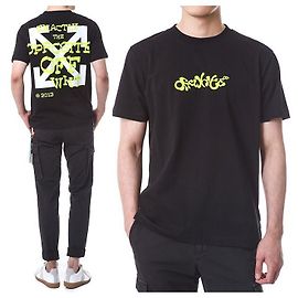 Off White T-shirt à lettrage en velours néon