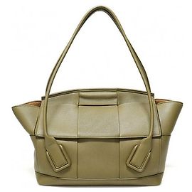 Bottega Veneta Borsa Tote media Arco con manico superiore in pelle Nappa Kaki intrecciata Intrecciato
