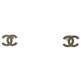 Chanel Pendientes Diamante Gold Crystal CC Logo
