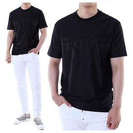 Philipp Plein Steel Leder-Patch Jacquard Hexagon Round T-Shirt (Schwarz)