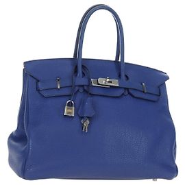Hermès Hermes Birkin Blue Clemence con Palladium Hardware 35