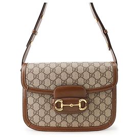 Borsa a tracolla Gucci 1955 Horsebit GG Supreme Beige