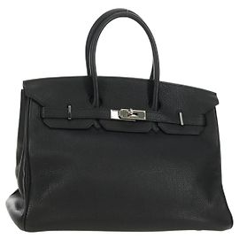 Hermès Hermes Birkin Black Clemence with Palladium Hardware 35