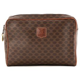 Céline CELINE - Vintage braunes Macadam Canvas Celine Kulturbeutel