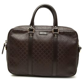 Brown Gucci Medium Diamante Calfskin Bright Business Bag