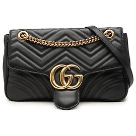 Borsa a tracolla Gucci Large GG Marmont Matelassé in pelle di vitello nera