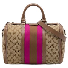 Borsa Boston Satchel Gucci Medium GG Canvas Web Joy Beige
